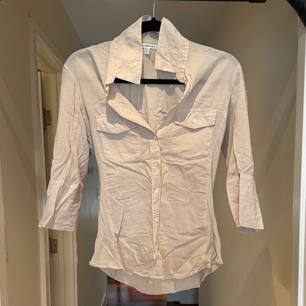 James Perse Light Beige Button-Down Shirt